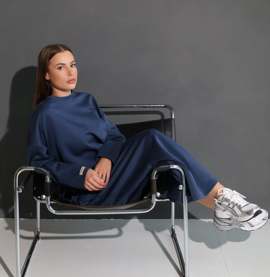 Co-ord Rok en Sweater- Navy Blue